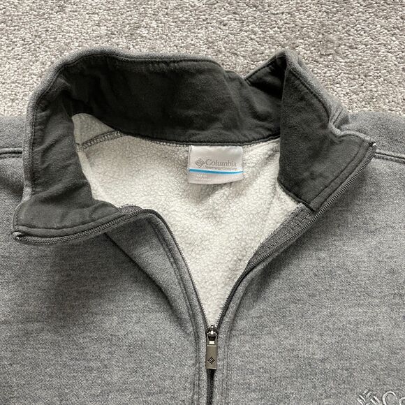 Columbia Hart Mountain Jacket Men XL Gray Fleece 1/4 Zip High Neck Logo Hiking - Picture 9 of 10